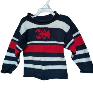 Baloo Baleerie Cotton Lobster Sweater Hand Loomed in Maine Size 12-18 Mos